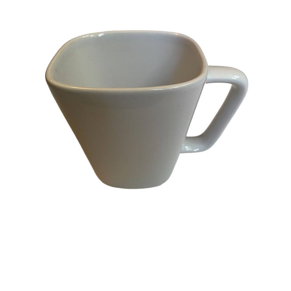 Pampered Chef Simple Additions White Square Coffee Mug Cup Modern 4” EUC